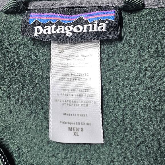 Patagonia Vintage Full-Zip Fleece Jacket with Mock Neck Collar Green Men's XL - Picture 6 of 12